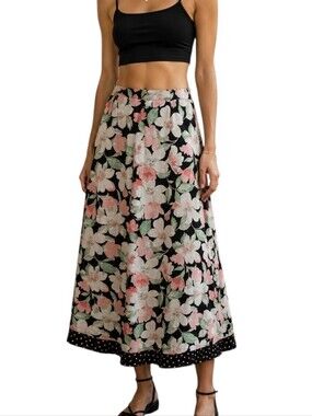 Vintage Emma James Reversible Midi Skirt Women Medium Pink Black